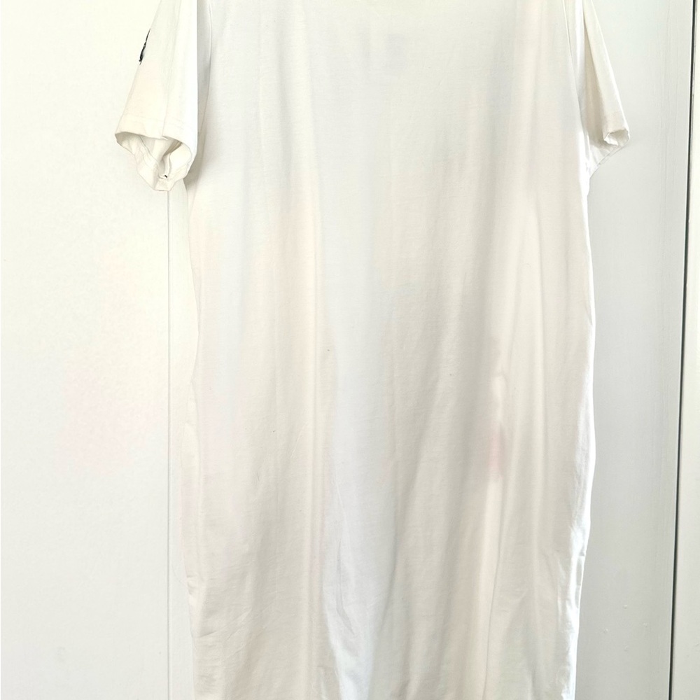 White Dress/ Tunic -  Stone & Floral Satin Appliqué. NWT - M/L - Picture 4 of 11